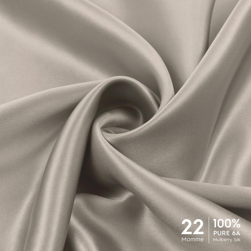 Tafts Pillow Cases - 22mm 100% Pure Mulberry 6A Silk Pillowcase for Hair & Skin with Zipper Closure, Cooling, Natural, Organic, Double Sided Silk Pillow Case (Taupe, King 20x36, 1pc) - Image 2